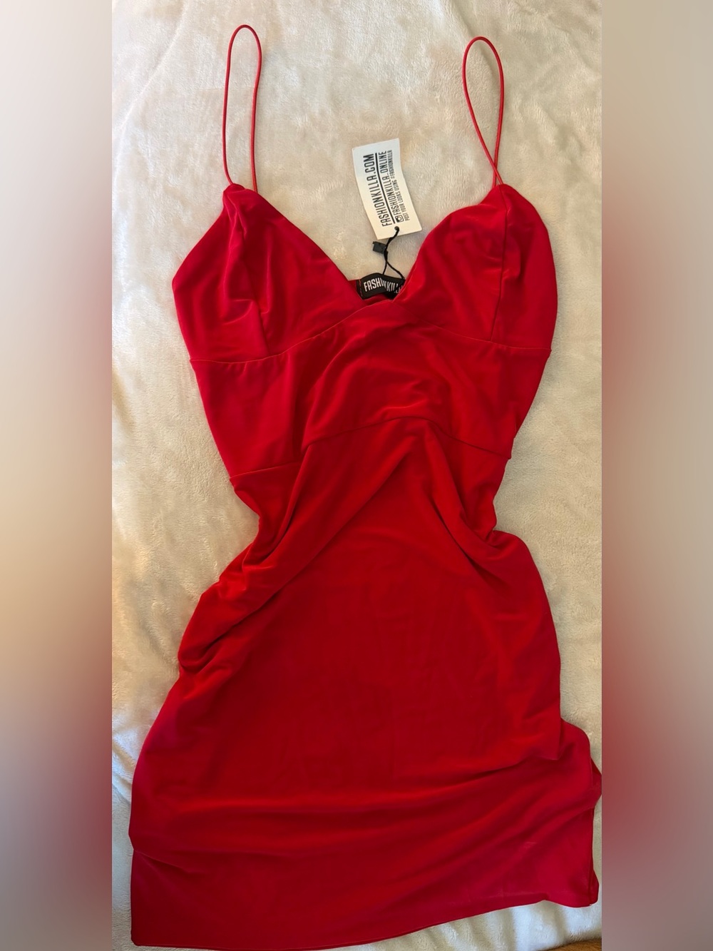 Sleek Red Spaghetti-Strap Mini Dress